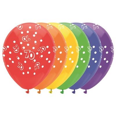 Foto van Ballonnen 70 jaar (30cm) 6st