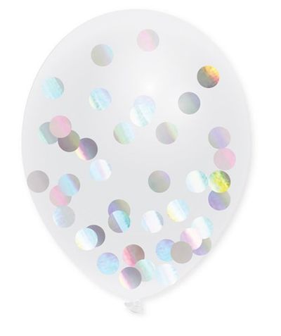 Confetti ballonnen holographic 5 st (30 cm)