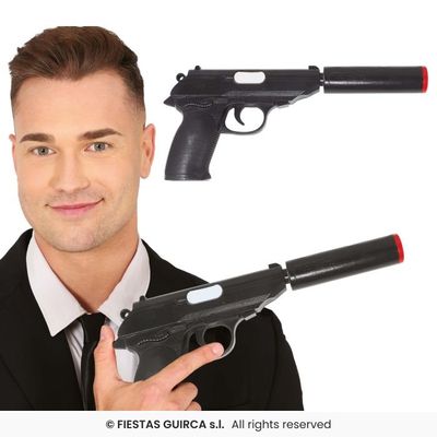 Foto van PPK Pistool Zwart met geluidsdemper 