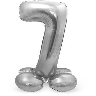 Staande folie ballon zilver - cijfer 7