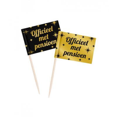 Foto van Pensioen Cocktailprikkers Zwart\Goud