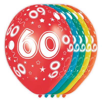 Leeftijd ballonnen 60 jaar 5 stuks