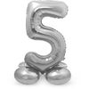 Afbeelding van Staande folie ballon zilver - cijfer 5