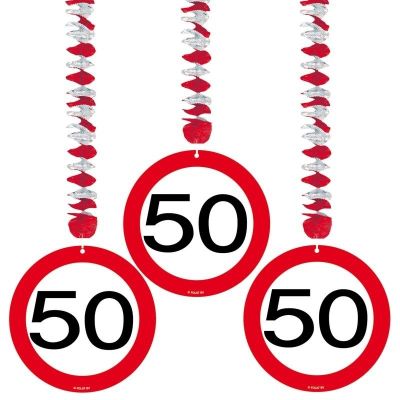 Hangdecoratie Verkeersbord 50 jaar/3st
