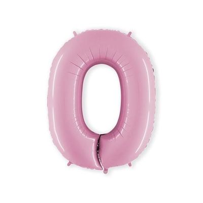 Foto van Folieballon cijfer 0 lichtroze XL (100cm)