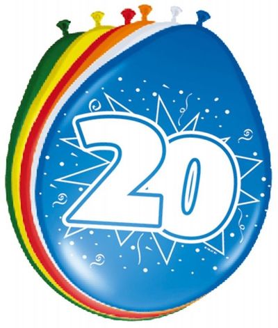Ballonnen 20 jaar (30cm) 8st