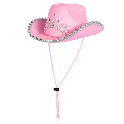 Cowboyhoed vilt roze kind