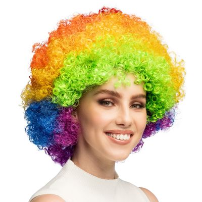 Foto van Afro Pruik Regenboog