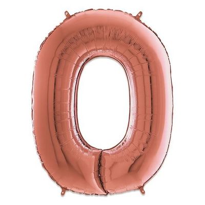 Folieballon cijfer 0 roségoud (66cm)