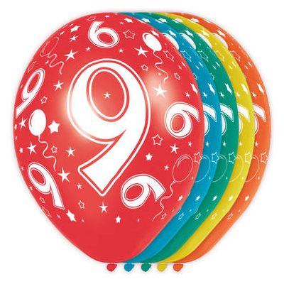 Leeftijd ballonnen 9 jaar 5 stuks