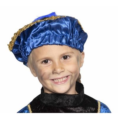 Foto van Pietbaret satijn blauw kind