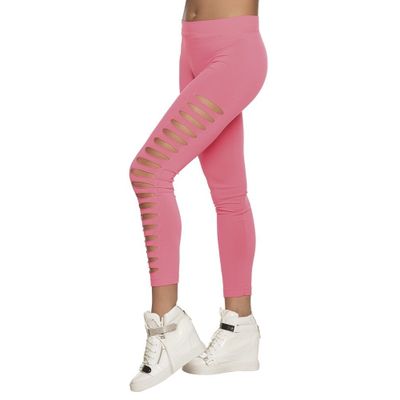 Neon legging roze met gaten