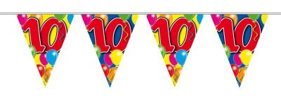 Vlaggenlijn balloons 10 jaar 10/stk