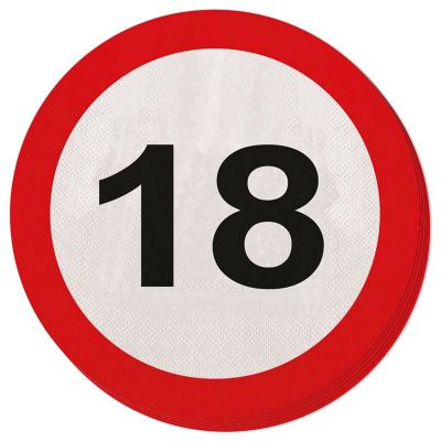 Servetten Verkeersbord 18 jaar