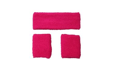 Neon zweetband hoofd en pols roze