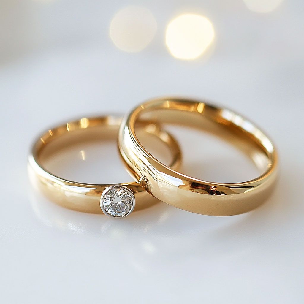 trouwringen glimmend goud