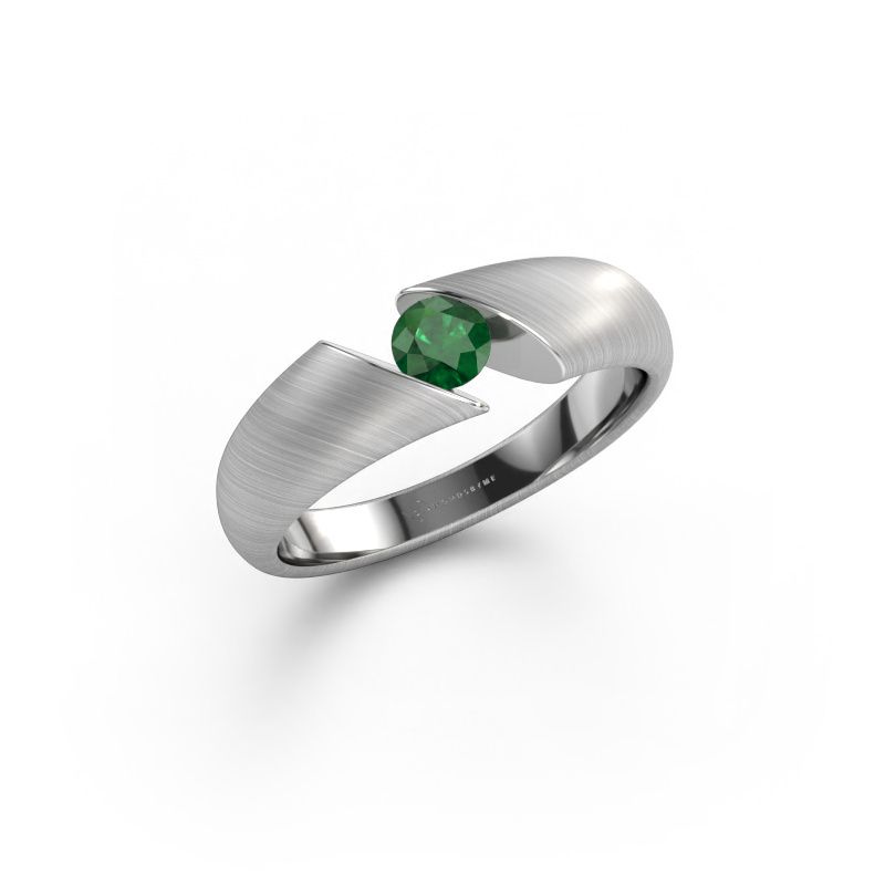 Engagement ring Hojalien 1 585 white gold emerald 4 mm