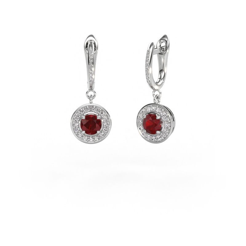 Pendants d'oreilles Ninette 2 950 platine rubis 5 mm