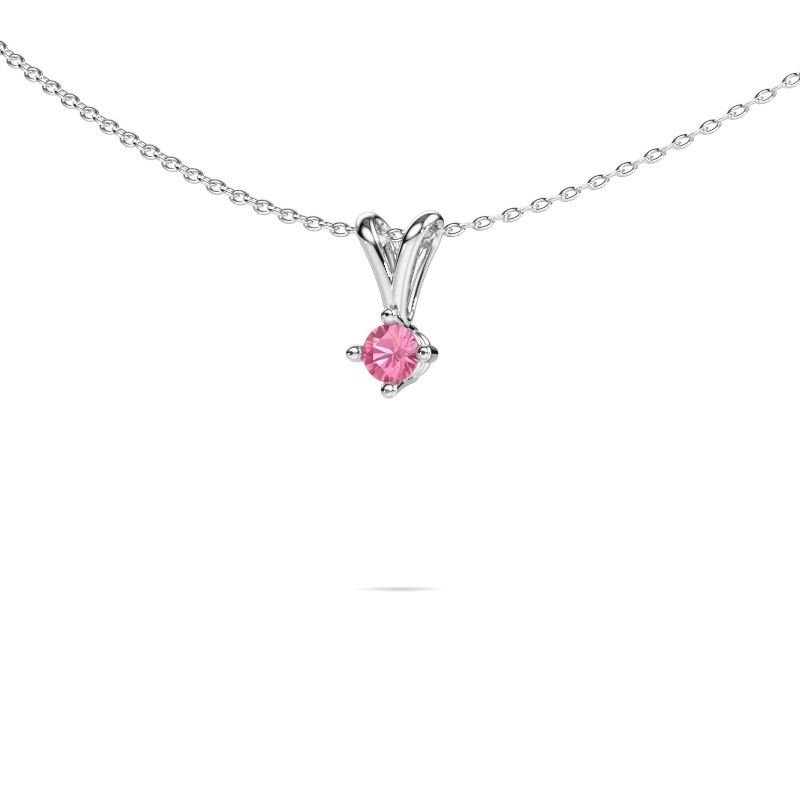 Anhänger Jannette 585 Weißgold Pink Saphir 4 mm