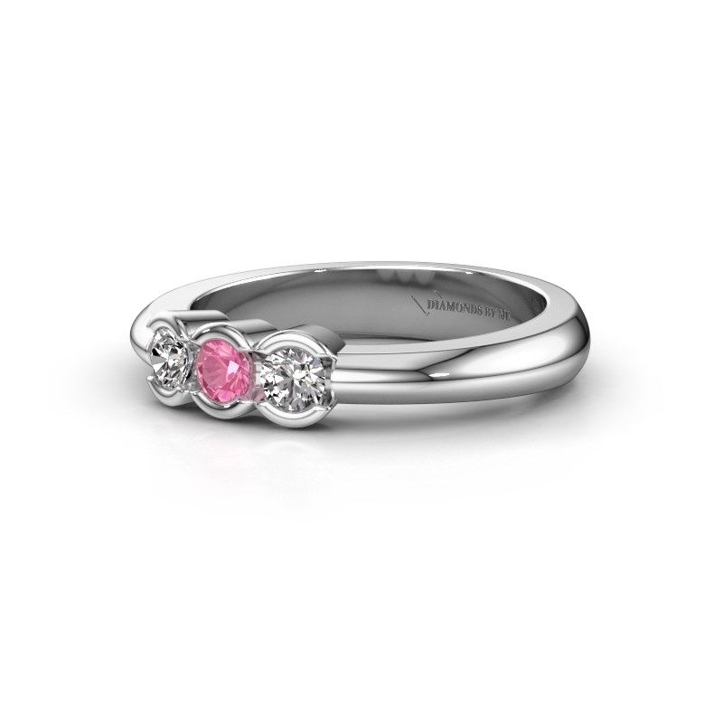 Afbeelding van Ring lotte 3<br/>925 zilver<br/>Roze saffier 3 mm