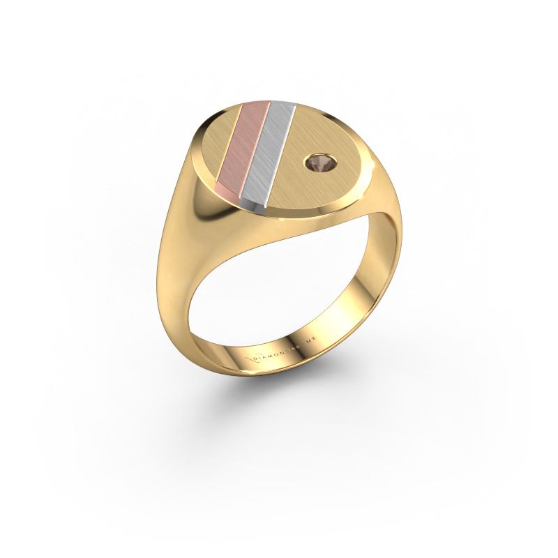 Signet ring Wesley 4 585 gold smokey quartz 2.5 mm