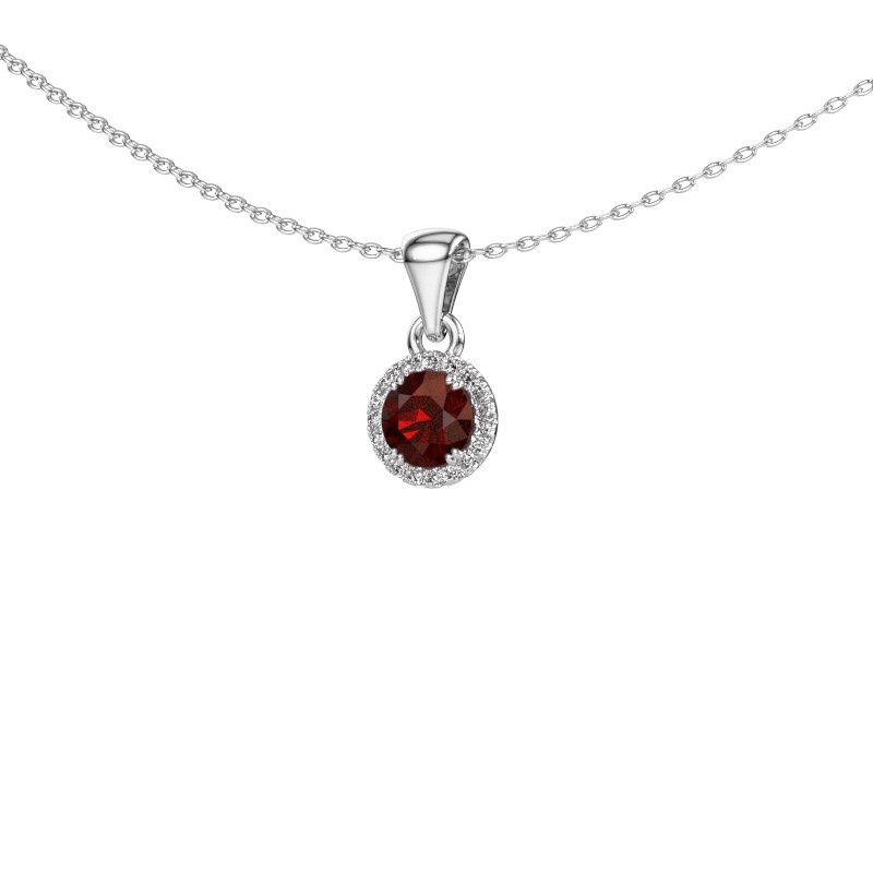Pendentif Seline rnd 585 or blanc grenat 4.7 mm