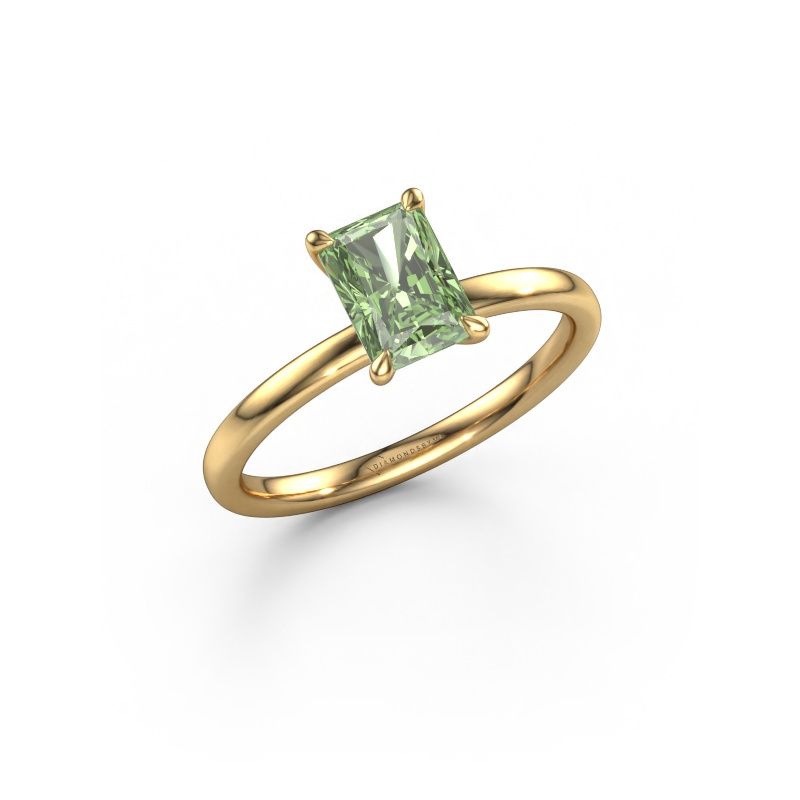 Engagement ring Crystal RAD 1 585 gold green lab grown diamond 7x5 mm