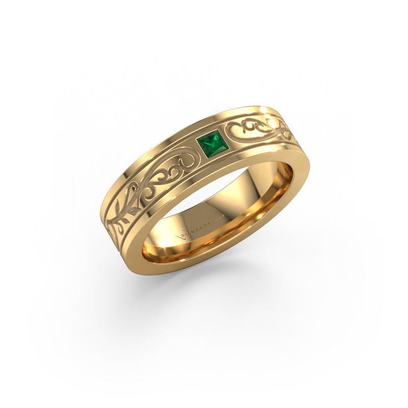 Men's ring Matijs 585 gold emerald 3 mm