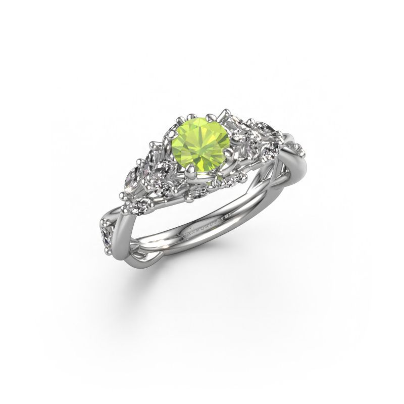 Verlobungsring Samantha RND 585 Weißgold Peridot 5 mm