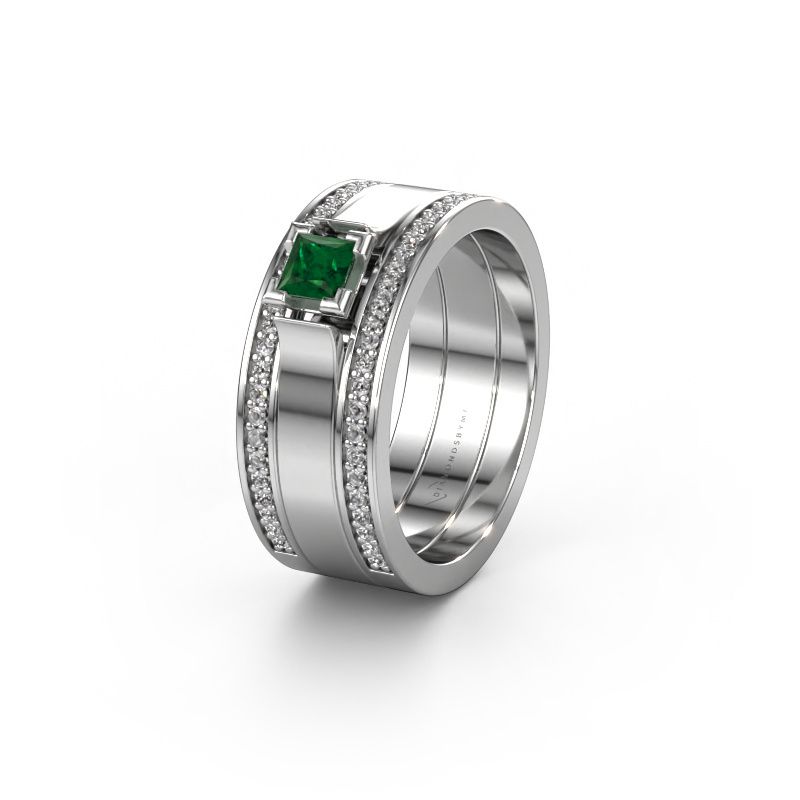 Ehering WH2121L 585 Weißgold Smaragd ±8x1.7 mm