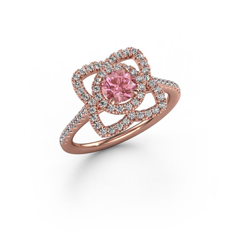 Engagement ring Cleopatra 585 rose gold pink lab grown diamond 5 mm