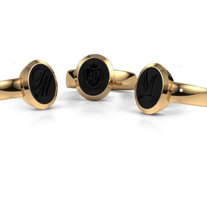 Afbeelding van Zegelring Oscar 3<br/>585 goud<br/>Onyx 12x10 mm