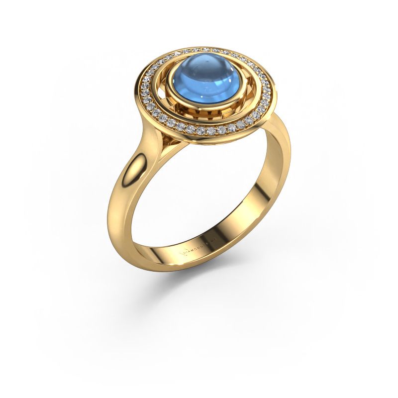 Bague Salima 585 or jaune topaze bleue 6 mm