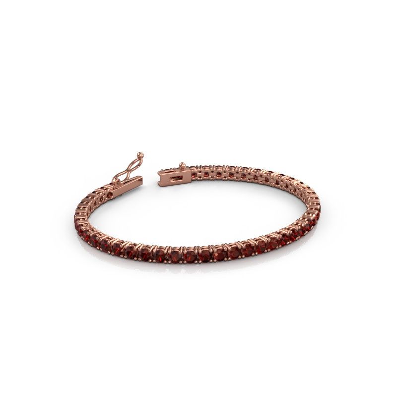 Tennisarmband Shirley 3.4 585 granaat rosé goud 3.4 mm