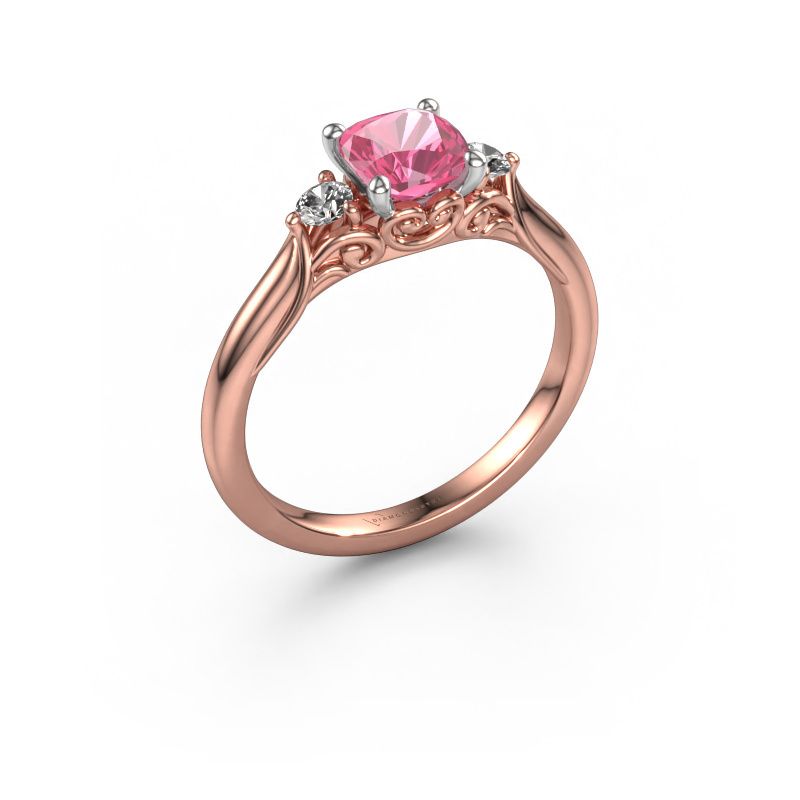 Forlovelsesring Laurian CUS 585 roségull rosa safir 5.5 mm