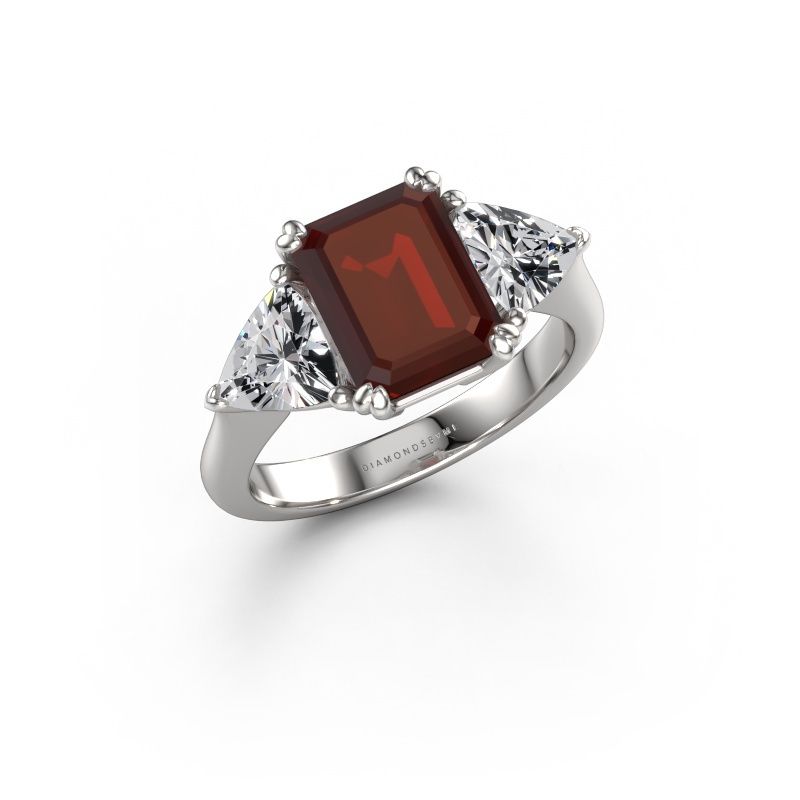 Engagement ring Paula 585 white gold garnet 9x7 mm