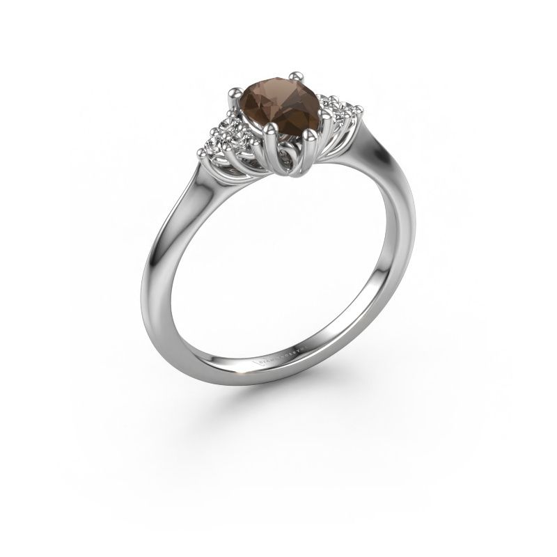 Bague de fiançailles Felipa PER 950 platine quartz fumé 7x5 mm