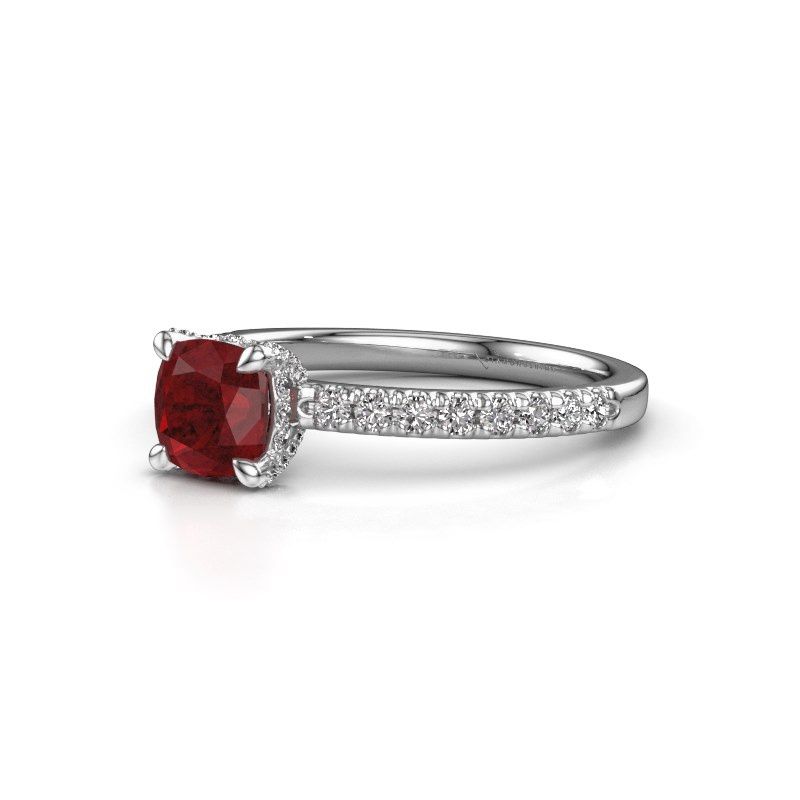 Image of Engagement ring saskia 1 cus<br/>585 white gold<br/>Ruby 5.5 mm