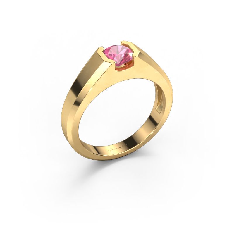 Men's ring Indigo 585 gold pink sapphire 6 mm