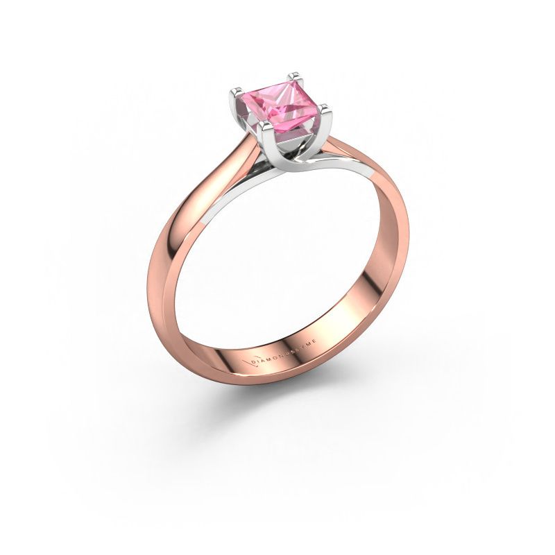 Forlovelsesring Mia Square 585 roségull rosa safir 4 mm