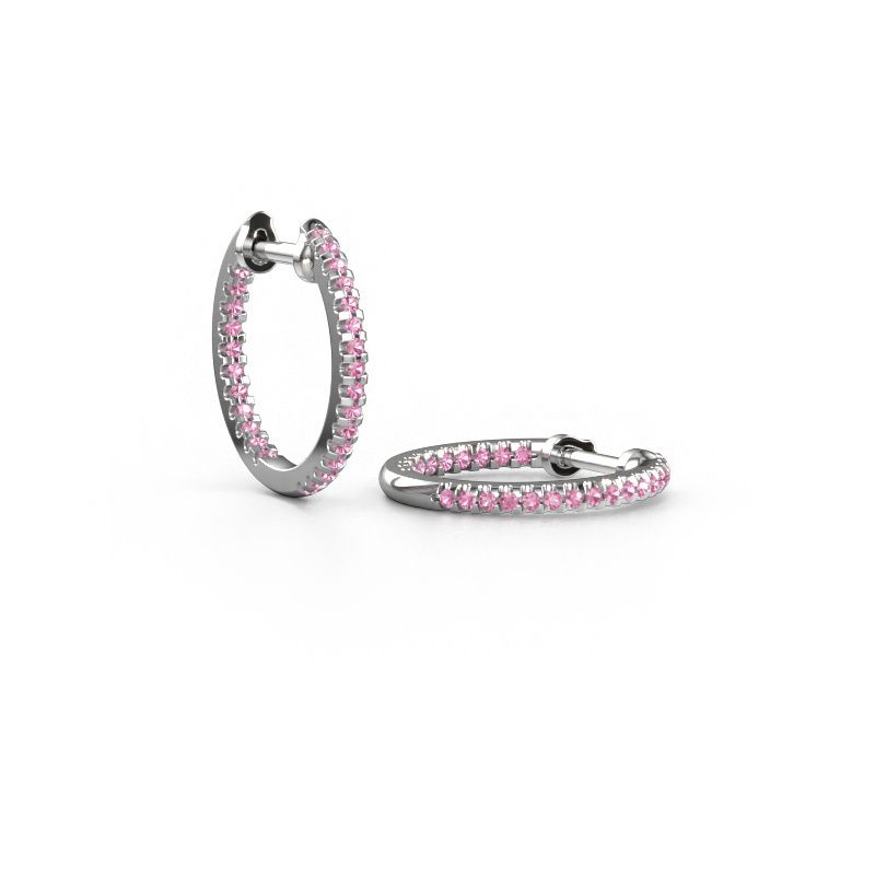 Creolen Jackie 12.5 mm B 950 platina roze saffier 1 mm