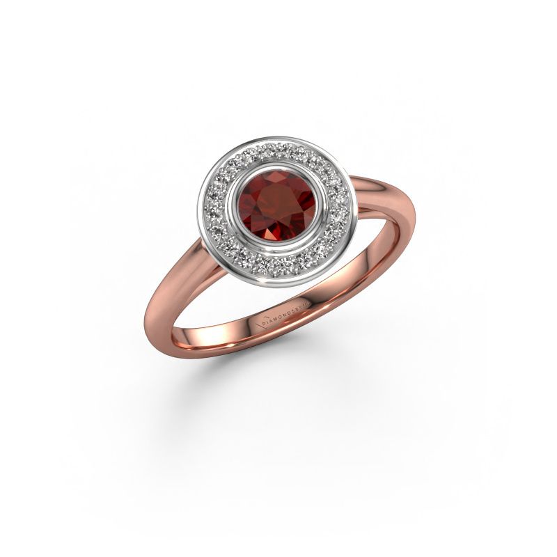 Verlobungsring Noud 1 RND 585 Roségold Granat 4.7 mm