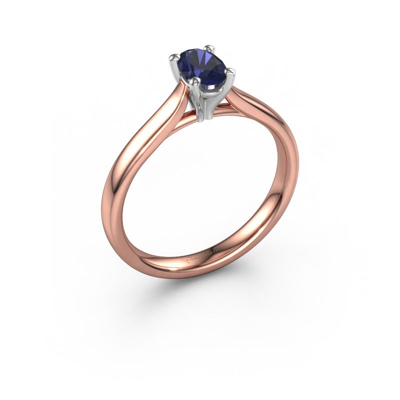 Verlovingsring Mignon OVL 1 585 rosé goud saffier 8x6 mm