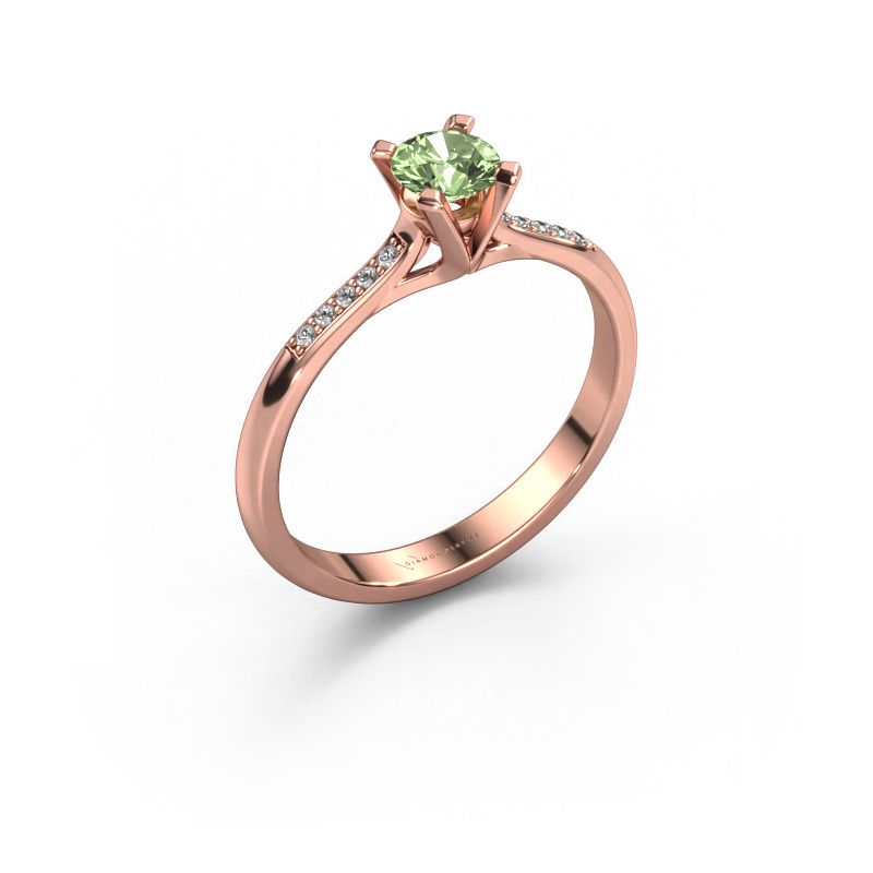 Engagement ring Isa 2 585 rose gold green lab grown diamond 4.2 mm