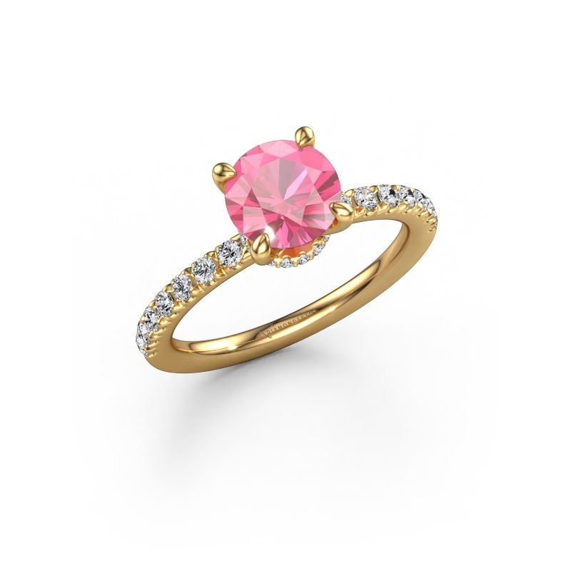 Engagement ring Crystal rnd 4 585 gold pink sapphire 7 mm