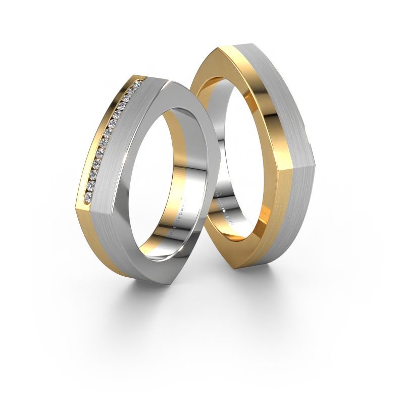 Eheringe set WH2005LM15B ±5x2 mm 14 Karat Gold Diamant 0.008 crt