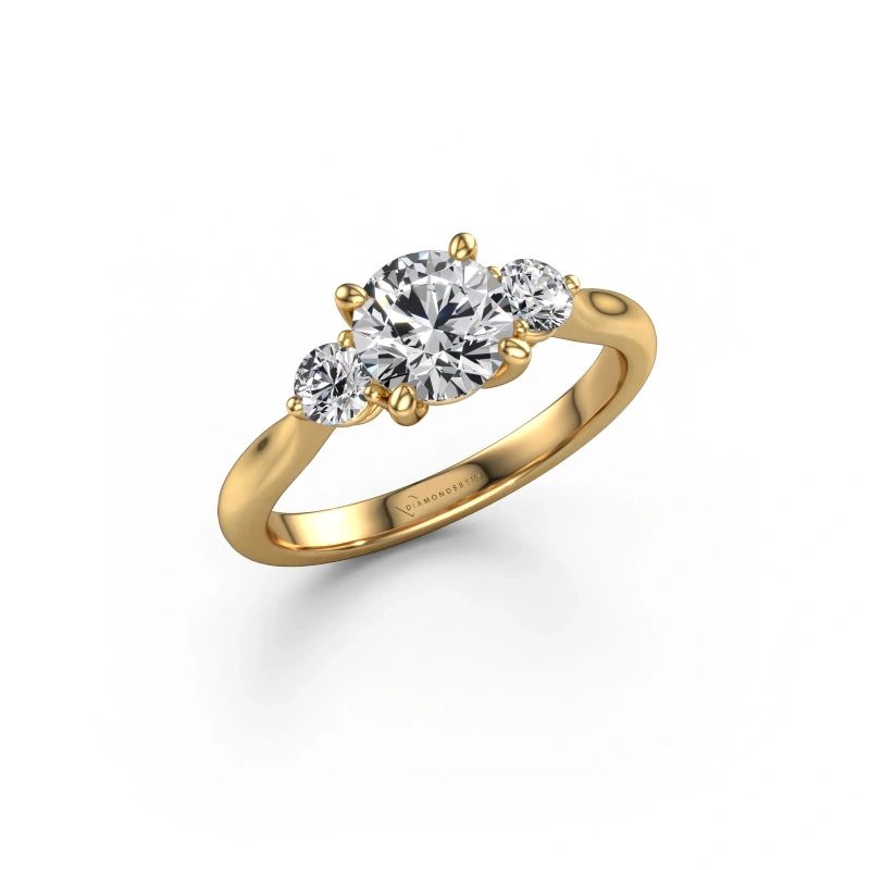 Bague de fiançailles Lieselot RND 585 or jaune diamant synthétique 1.30 crt