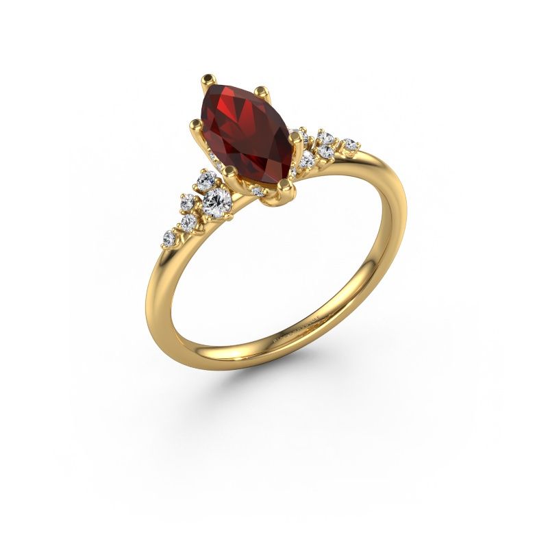 Verlovingsring Emma MRQ 585 goud granaat 10x5 mm