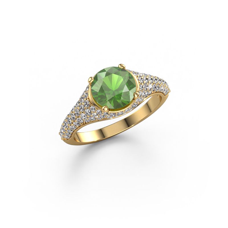 Bague de fiançailles Lovella 585 or jaune vert tourmaline 7 mm