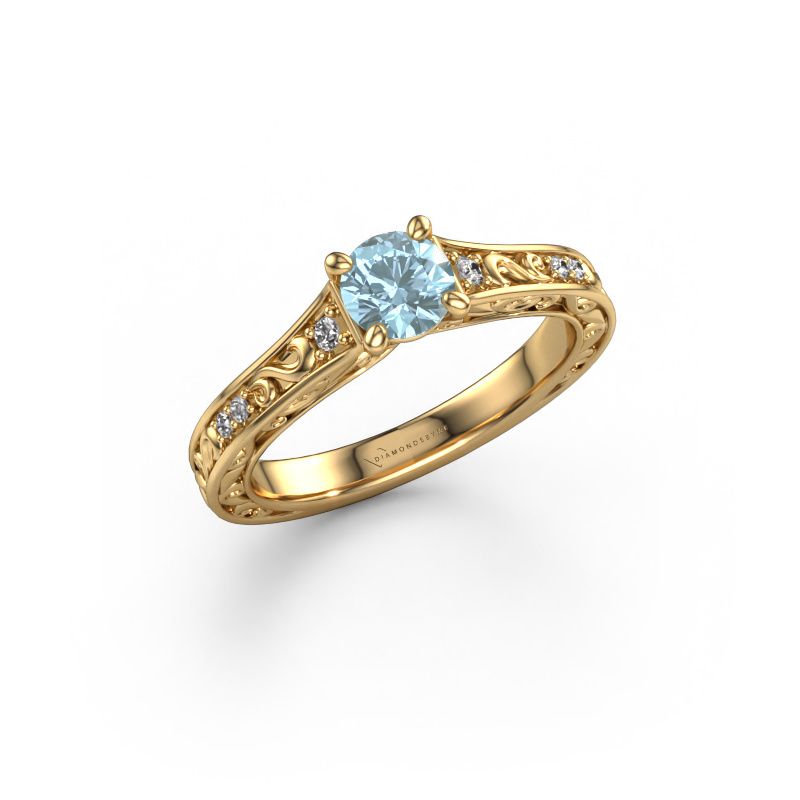 Engagement ring Mallory RND 585 gold blue lab grown diamond 5 mm